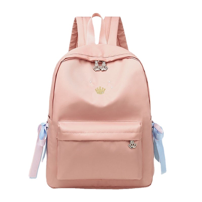 Women Oxford Color Gradient Earphone Hole BowKnot Casual Studeng Bag Backpack