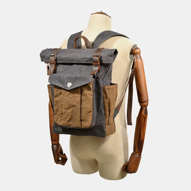 Men Vintage Canvas Travel Bag Waterproof Backpack Sport Climbing