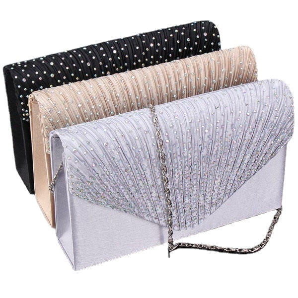 Women  Evening Bridal Wallet Envelope Flash Diamond Clutch Portable Shoulder Crossbody Bag