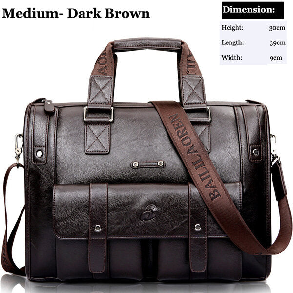 Men Business Vintage Laptop Bag Briefcase Big Capacity  Horizontal Handbag Travel Bag