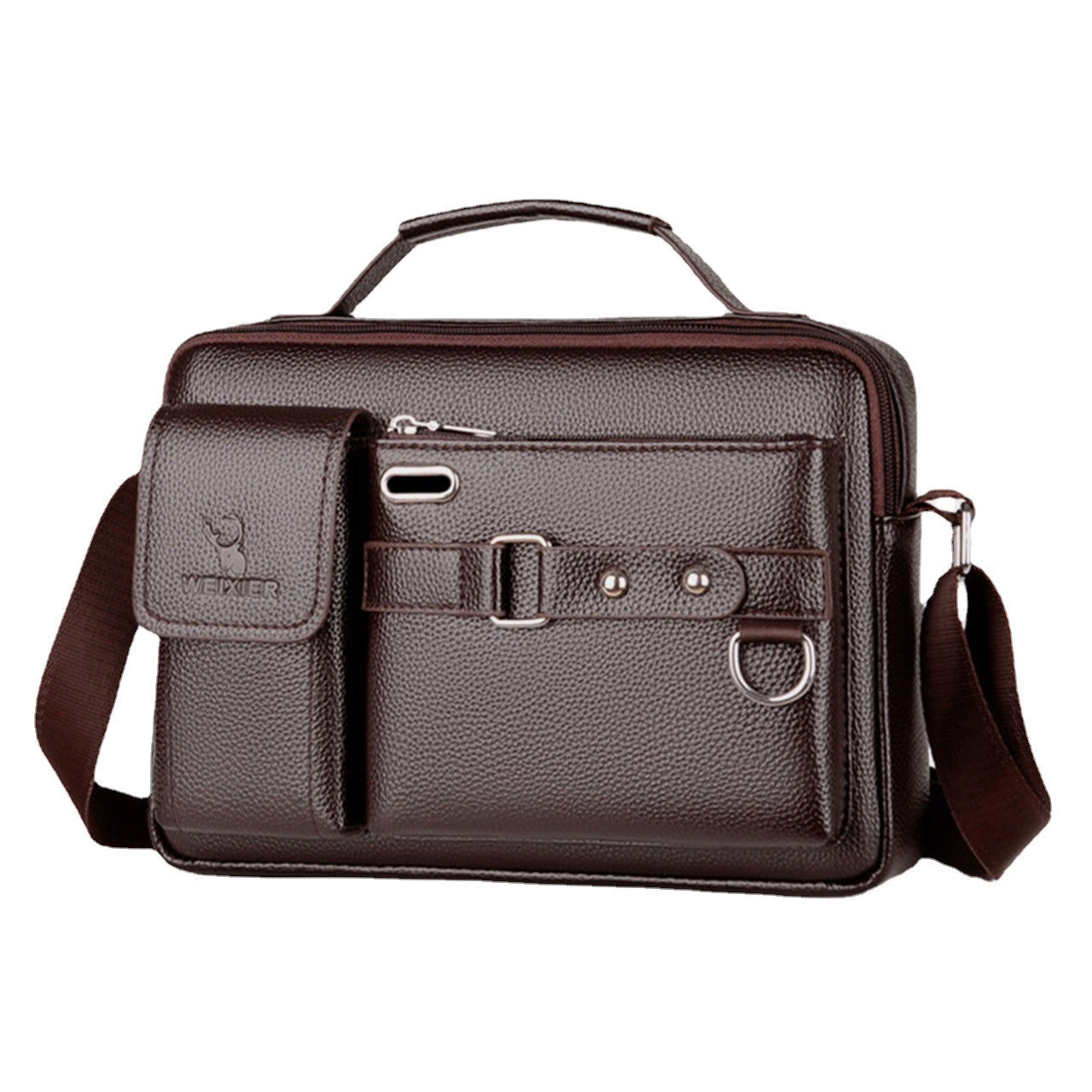 Men Artificial Leather Vintage Large Capacity Crossbody Bag Business Multifunctional Durable Briefcase Bag Messenger Bag