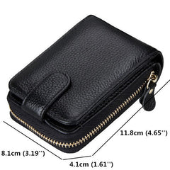 Women Genuine Leather Card Holder Men Portable Short Wallets Purse Zipper Case