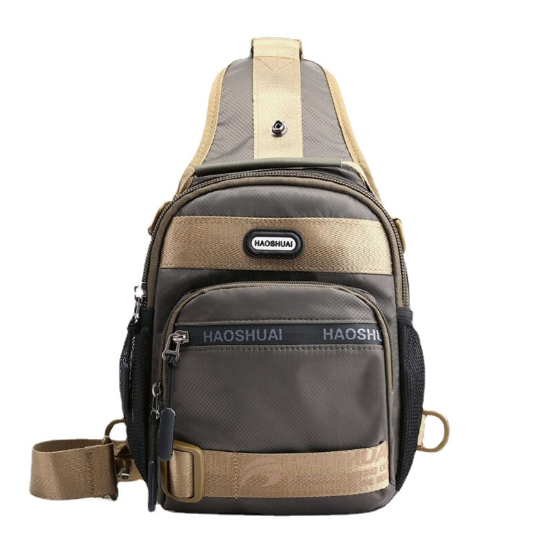 Nylon Waterproof Multifunction Casual Solid Color Backpack Crossbody Bag Chest For Male