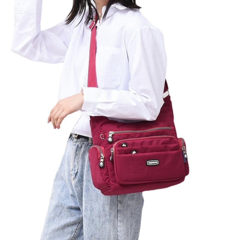 Women Waterproof Multi-pocket Solid Casual Crossbody Bag Shoulder Bag