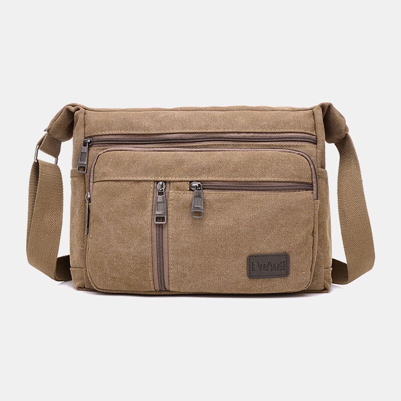 Men Canvas Large Capacity Simple Shoulder Bag Crossbody Bag For Travel