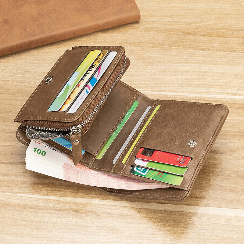 Men Faux Leather Retro Business Trifold Multi-slot Card Holder Wallet