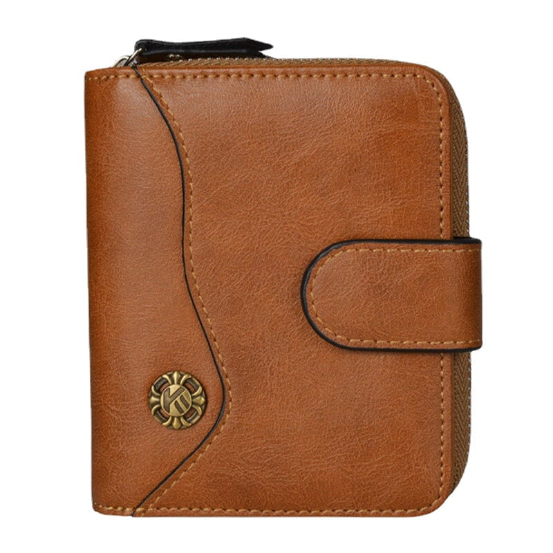 Men PU Leather Short Large Capacity Vintage Card Holder Coin Purse Money Clip Wallet