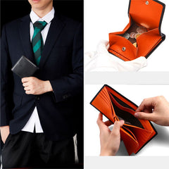 Men Genuine Leather 8 Card Slots Coin Purse Short Wallet