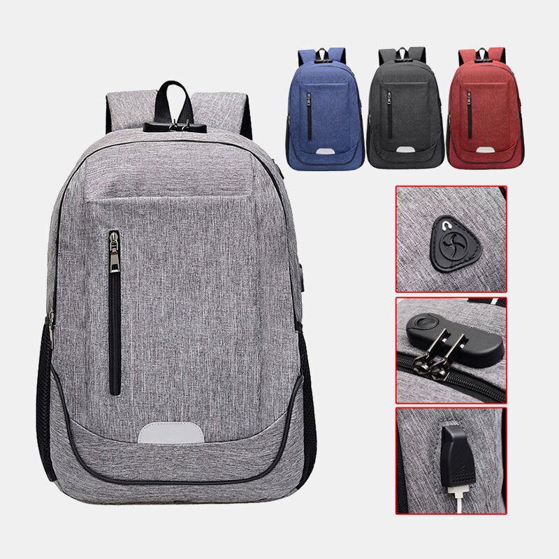 Fashion Large Capacity Waterproof Backpack Travel Bag School With USB Charging Port