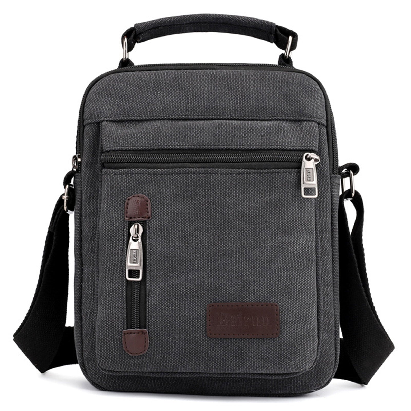 Men Canvas Casual Solid Color Crossbody Bag Large Capacity Multi-compartment Shoulder Crossbody Bag