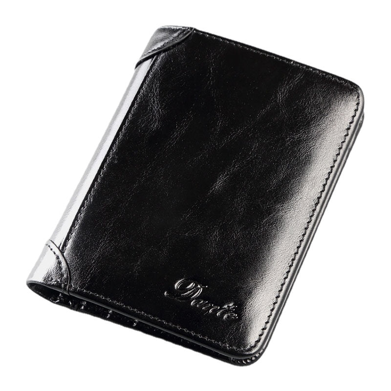 Men Genuine Leather Retro Bifold Thick RFID Anti-theft Card Holder Coin Purse Money Clip Cowhide Wallet