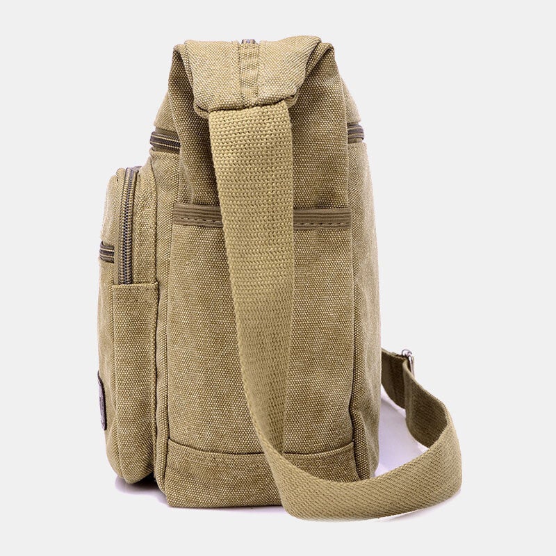 Men Canvas Large Capacity Simple Shoulder Bag Crossbody Bag For Travel