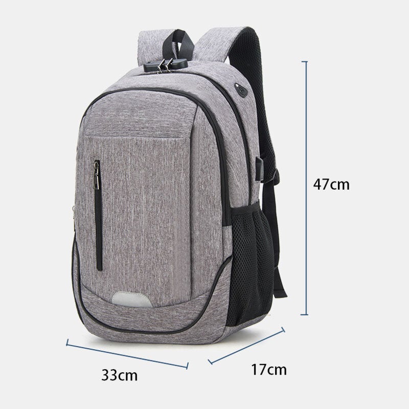 Fashion Large Capacity Waterproof Backpack Travel Bag School With USB Charging Port