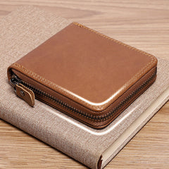 Men Genuine Leather Chain RFID Blocking Anti-theft Zipper Multi-slot Card Holder Wallet