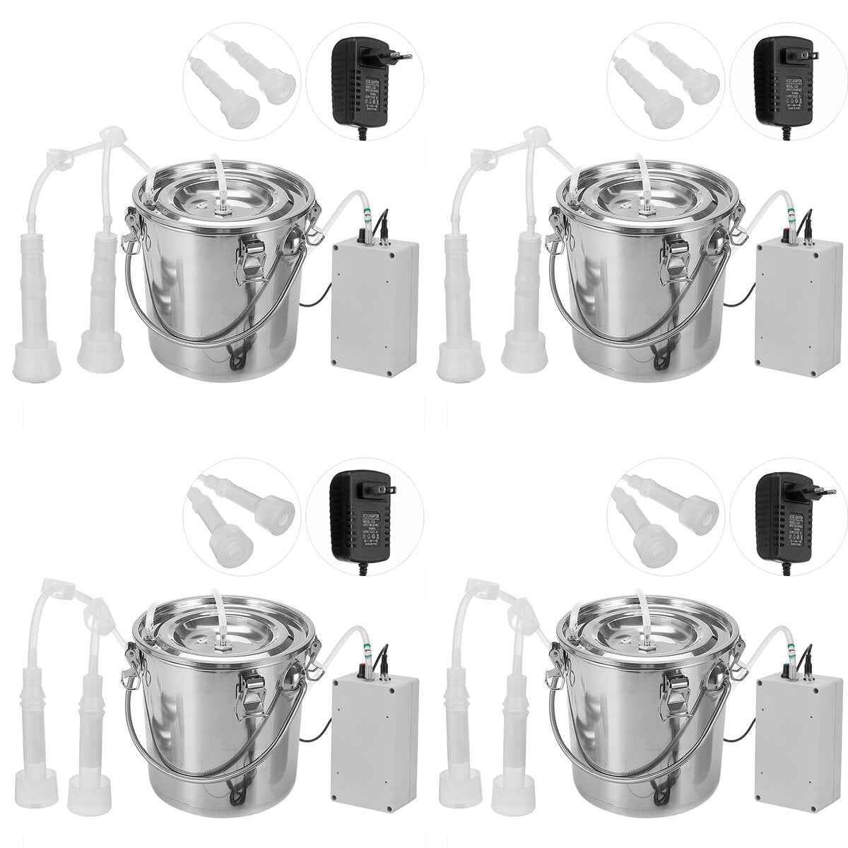 5L Electric Milking Machine Stainless Steel Bucket Pulsating Milking Machine for Farm Cows Cattle Goat Vacuum Pump Bucket