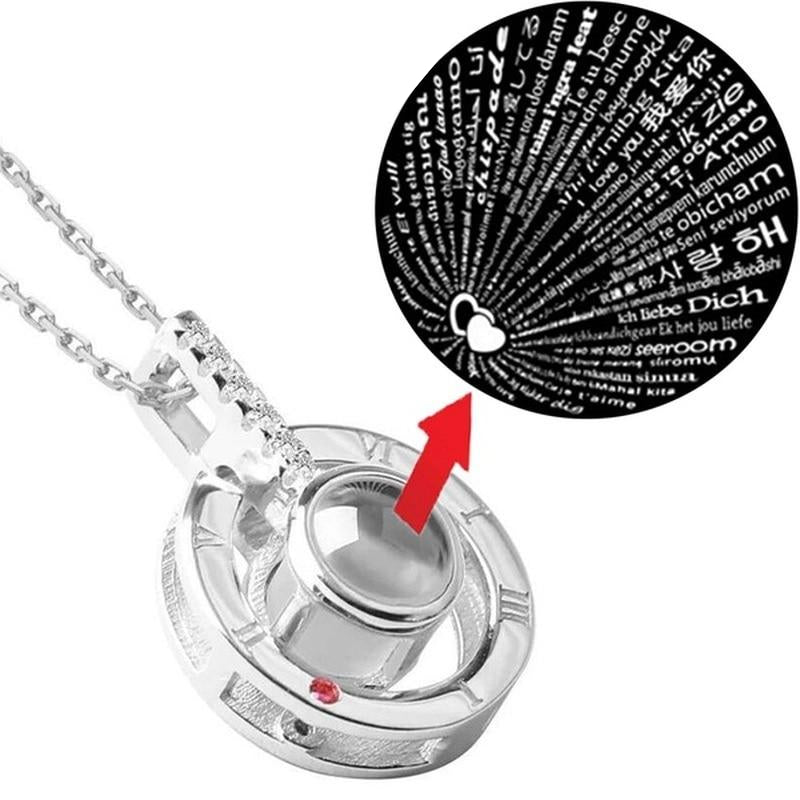 Multi-Languages I Love You Projection Pendant Necklace