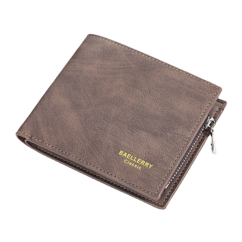 Men PU Leather Multi-card Slot Casual Zipper Money Clip Card Holder Wallet