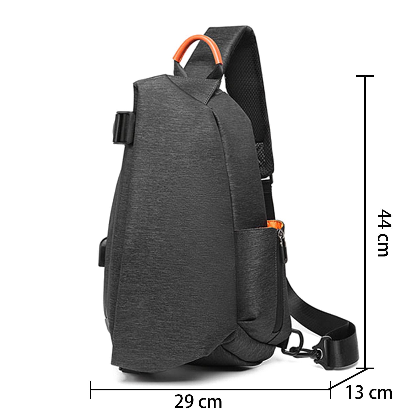 Men Oxfords Cloth Sport Waterproof USB Charging Design Crossbody Bag Adjustable Strap Casual Chest Bag