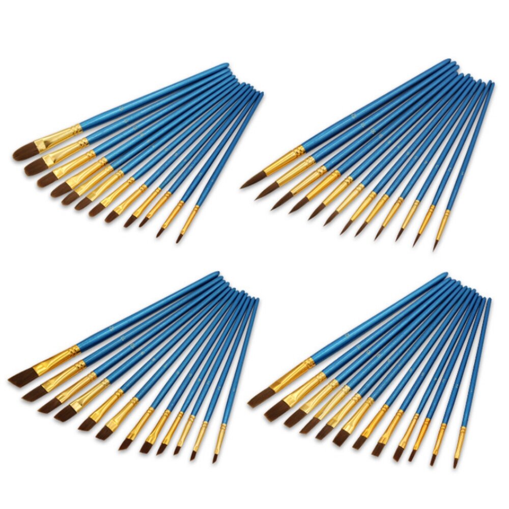 12Pcs Painting Brush Pearl Blue Drawing Brush Watercolor Acrylic Brush Set Professional Oil Painting Tools Art Supplies