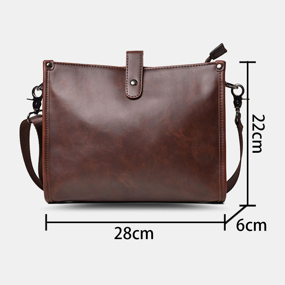 Men Vintage Large Capacity Crossbody Bag Faux Leather Wear Shoulder Bag