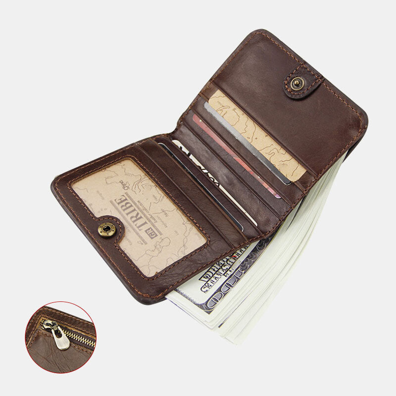 Men Genuine Leather Multi-card Slot Retro Casual Short ID Wallets Card Case Money Clip Coin Purse Wallet