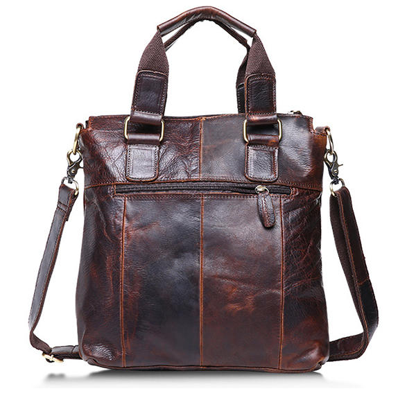 Retro Mens Bag Fashion Business Handbag Durable Real Leather Shoulder Bag