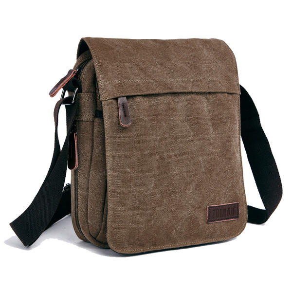 Men Women Canvas Leisure Multi Pocket Crossboby Bag Capacity Shoulder Bag