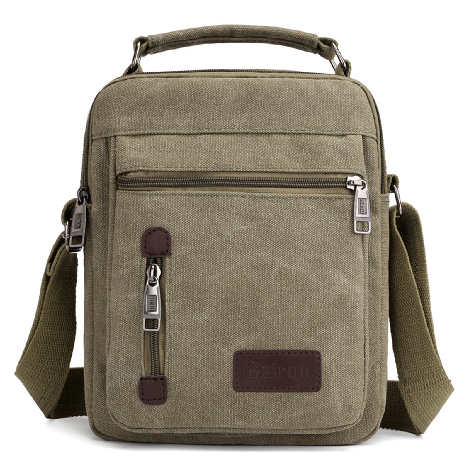 Men Canvas Casual Solid Color Crossbody Bag Large Capacity Multi-compartment Shoulder Crossbody Bag