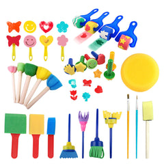 30Pcs Painting Brush Set Colorful Painting Sponge Brush Seal Pen Set For Children School Supplies