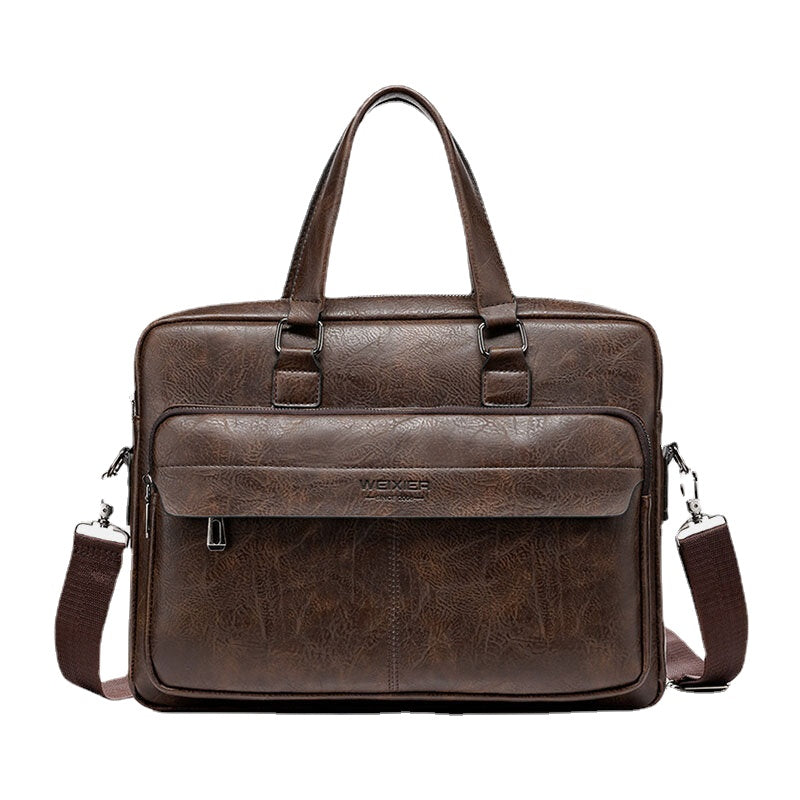 Men Large Capacity Vintage 13 Inch Computer Bag Messenger Bag Crossbody Bags Shoulder Bag Briefcase