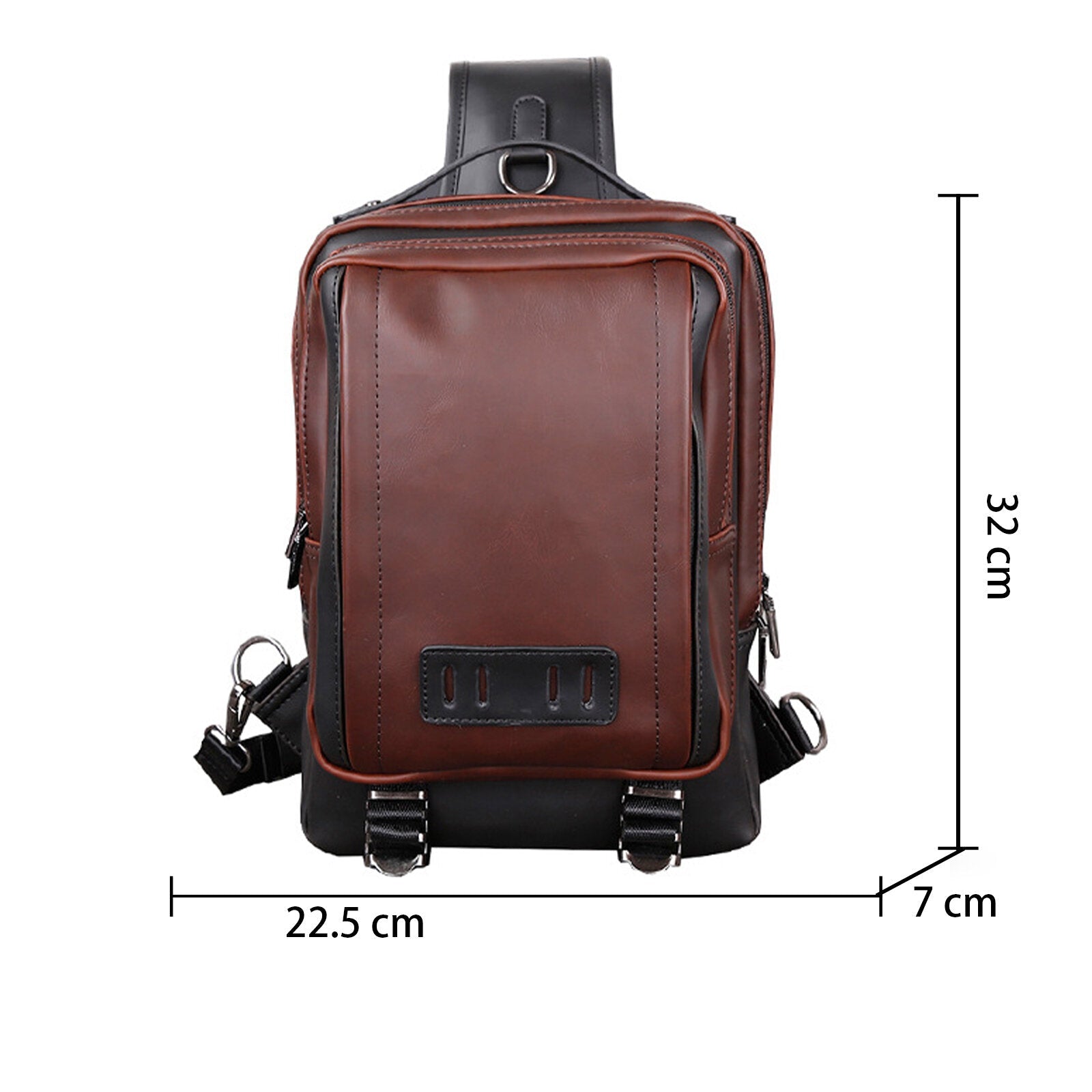 Men PU Leather Vintage Square Design Waterproof Crossbody Bag Large Capacity Multi-functional Chest Pouch Single Shouleder Bag