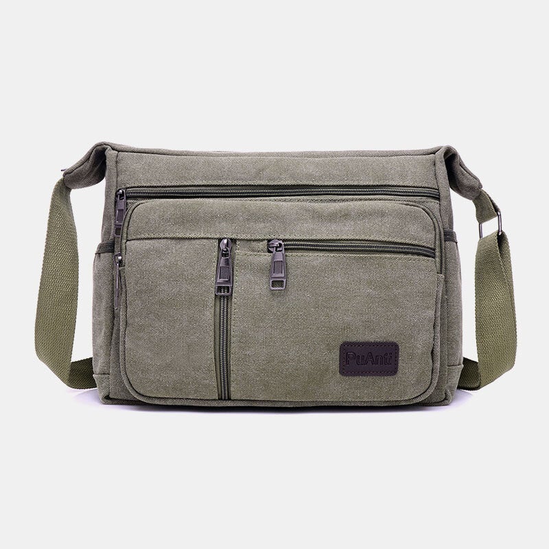 Men Canvas Large Capacity Simple Shoulder Bag Crossbody Bag For Travel