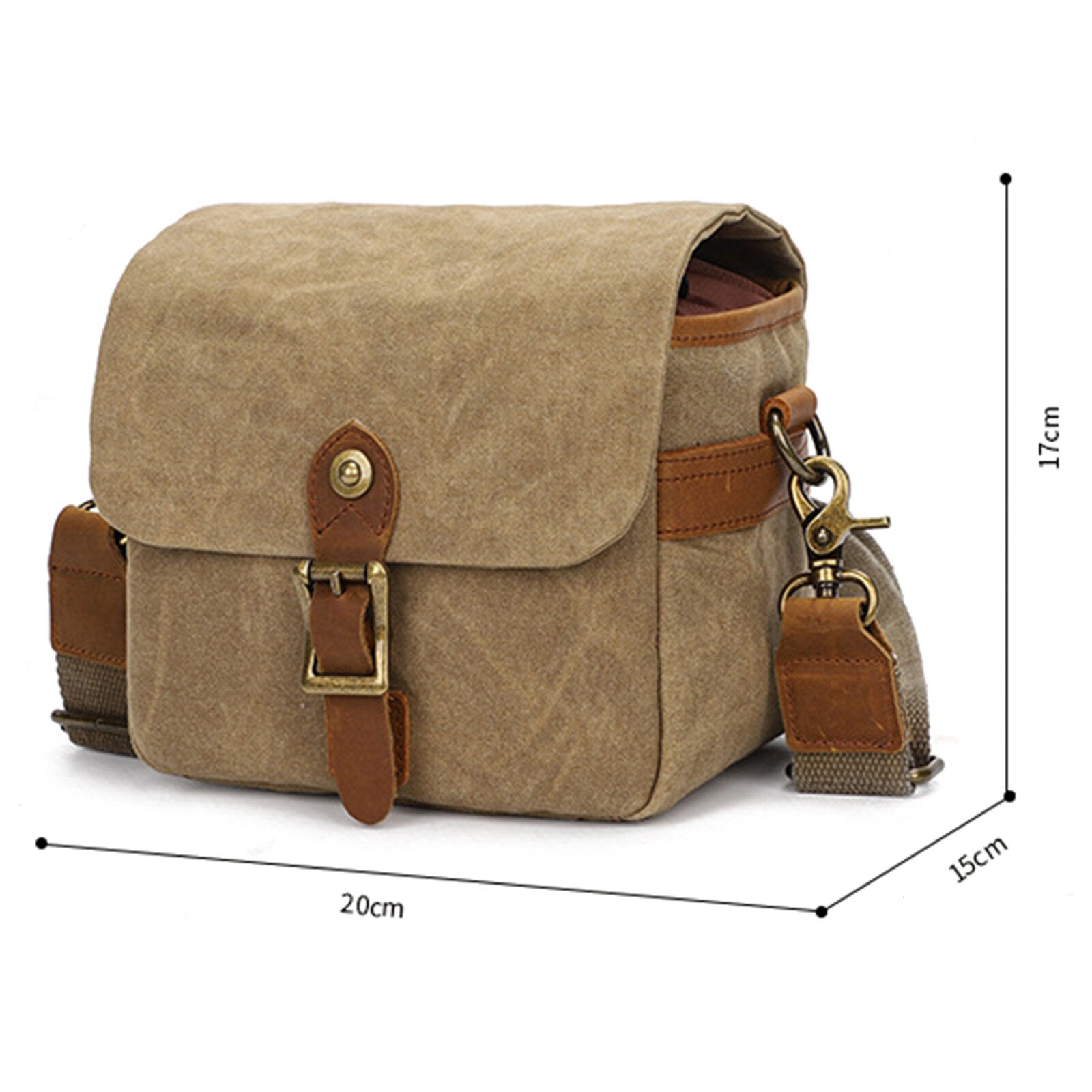 Men Canvas Waterproof Wear-resistant DSLR Camera Bag Shock-absorbing Compartment Magnetic Buckle Shoulder Bag Waist Bag