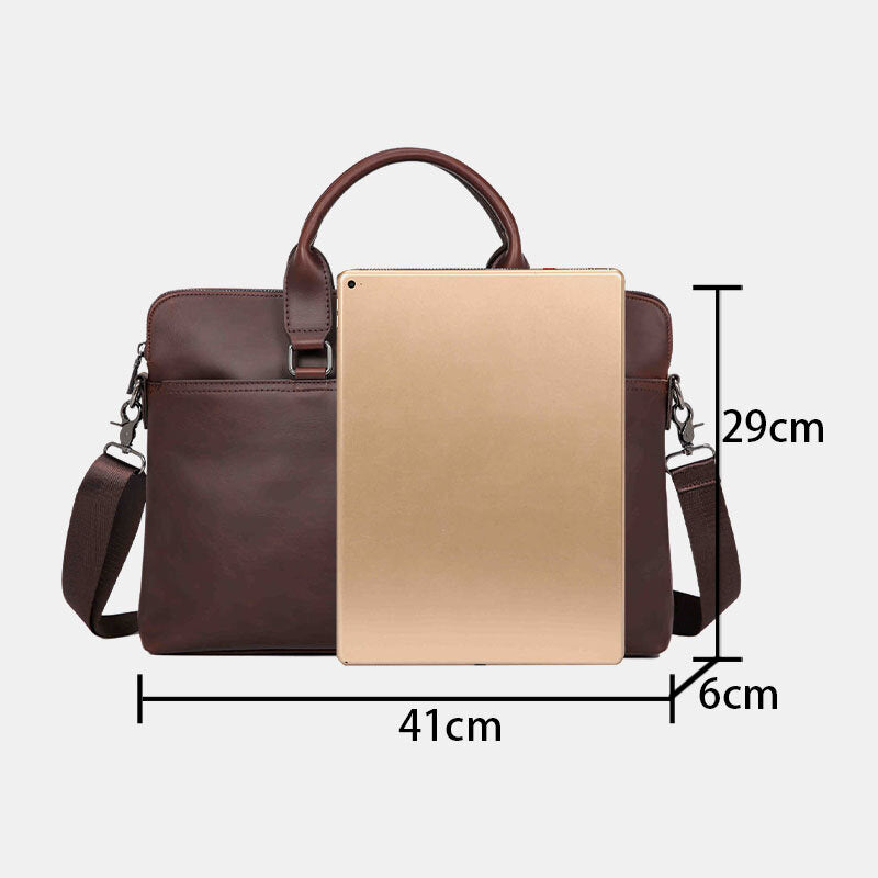 Men Vintage Faux Leather Multi-Carry Large Capacity Solid Color Briefcase Handbags Business Crossbody Bag