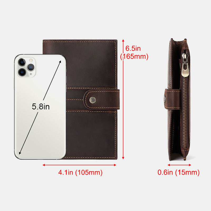 Men Genuine Leather Multi-card Slots Money Clip SIM Card Multi-function Passport Book Wallet Purse