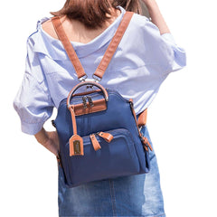 Women Faux Leather Pure Color Backpack Large Capacity Shoulder Bag