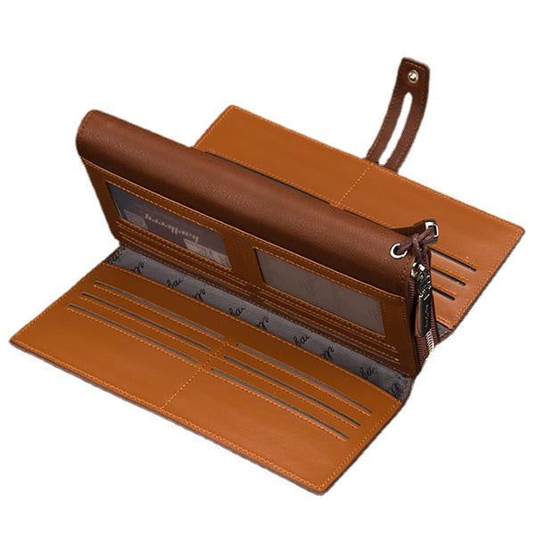 Mens Business Clutches Bag Vintage Long Purse 16 Card Slots Card Holder Wrist Handbag