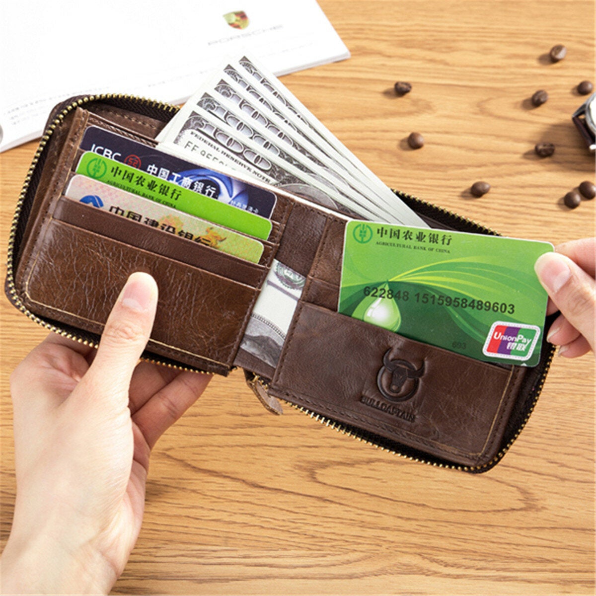 Men Genuine Leather RFID Blocking Antimagnetic Wallets Bifold Short Multi-caed Slot Credit Card Holder Coin Purse