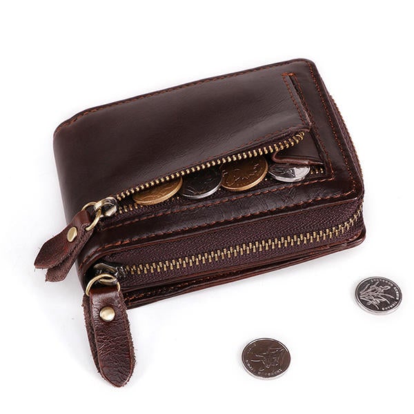 Men Genuine Leather RFID Anti-magnetic Vintage Casual 15 Card Slots Wallet