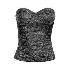 Love&Lemonade Sexy Tube Top Chest Cup Skeleton Support Glitter Elastic Fabric Top  LM81760