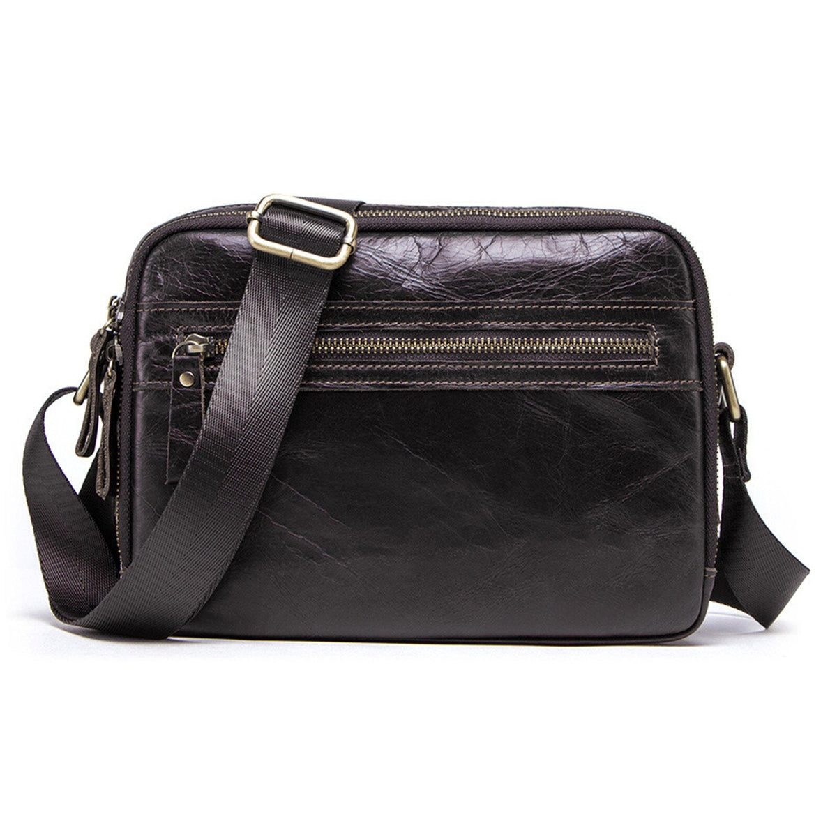 Men Genuine Leather Vintage Business Crossbody Bag Large Capacity Multifunctional Shoulder Messenger Bag