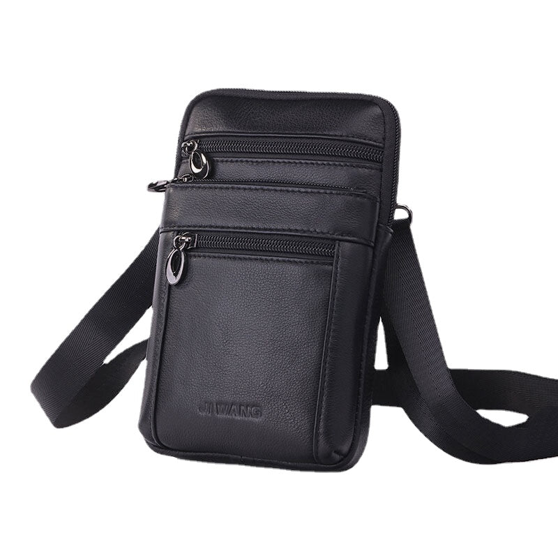 Men Genuine Leather 7 inch Phone Bag Waist Bag Belt Bag Shoulder Bag Crossbody Bag