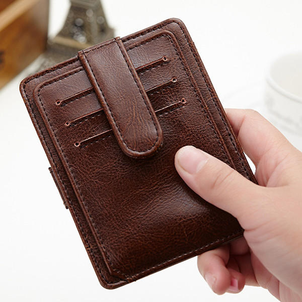 Portable Hasp 11 Card Holder Waxy Slim Short Purse Wallets Coin Bags