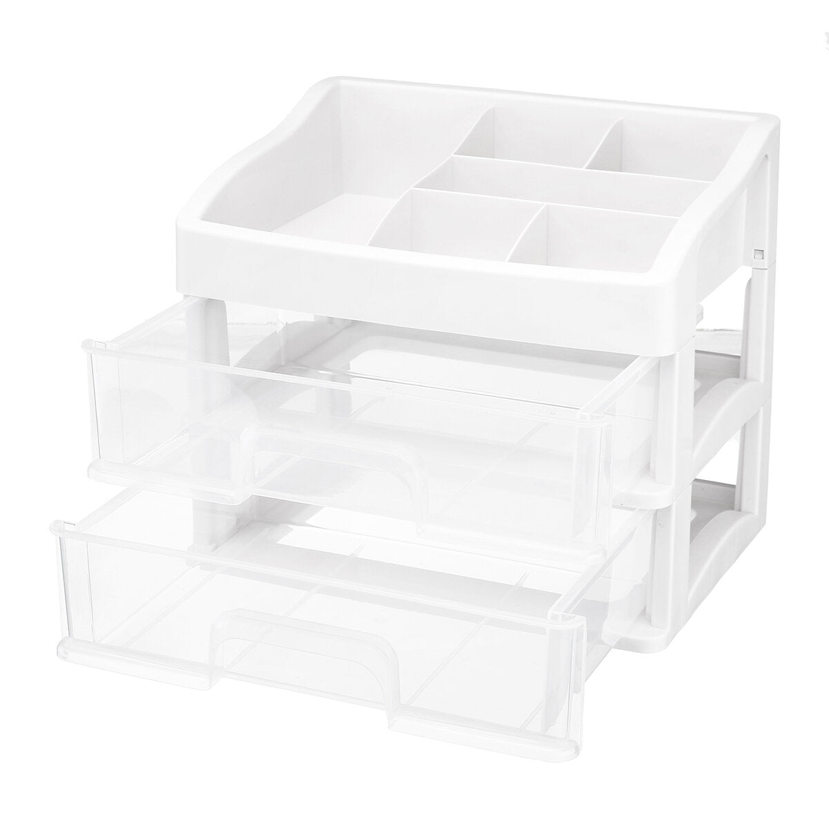 Plastic 2 Layers Cosmetic Storage Box Multifunction Desktop Storage Boxes Drawer Makeup Organiser Stationery Storage