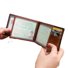 Men Genuine Leather RFID Anti-theft Multifunction Retro Large Capacity Foldable Card Holder Bag