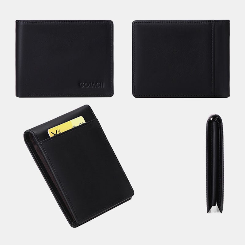 Men Genuine Leather Multi-card Slot Card Holder Bifold RFID Blocking Money Clip Driver's License Wallet