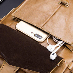 Men Fashion Phone Bag Genuine Leather Solid Crossbody Bag Outdoor Daily Bag