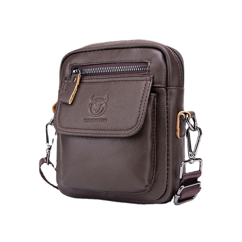 Men Genuine Leather Waterproof Multifunction Multi-Layers Crossbody Bag