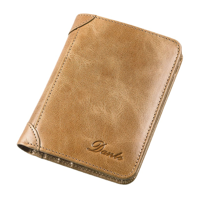 Men Genuine Leather Retro Bifold Thick RFID Anti-theft Card Holder Coin Purse Money Clip Cowhide Wallet