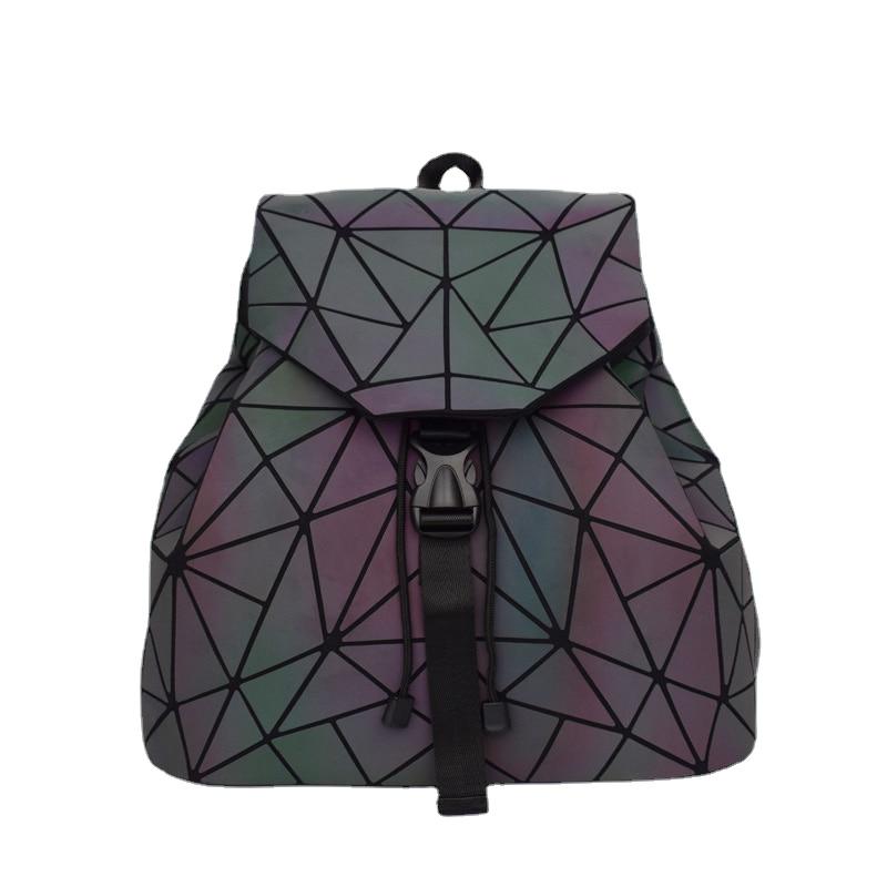 New Women Laser Luminous School Backpack Geometric Shoulder Bag Folding Student Bags For Teenage Girl